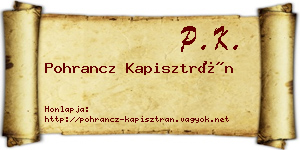 Pohrancz Kapisztrán névjegykártya
